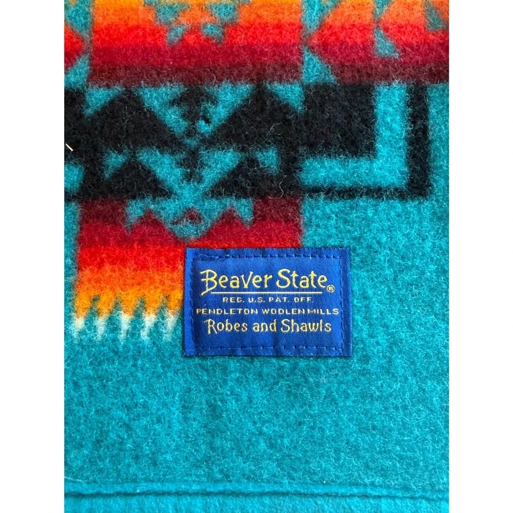 Pendleton Beaver State Wool Chief Joseph‎ Baby Blanket Turquoise Teal 33x43